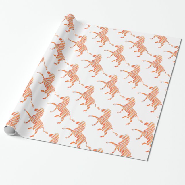 Papel De Presente Zebra Orange e White Silhouette (Desenrolado)