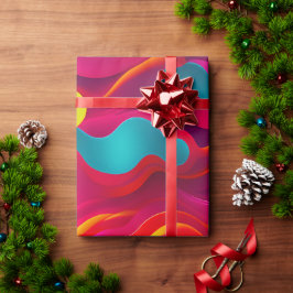 Papel De Presente Zebra Strides ondas Marinho rosa Padrão arco-íris