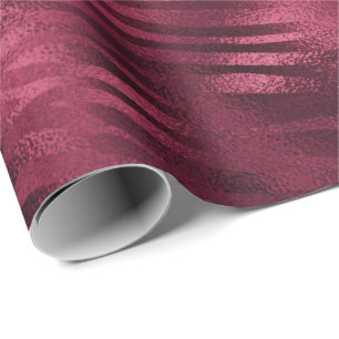 Papel De Presente Zebra Stripes Marsala Glitter Burgundy