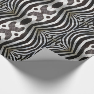 Papel De Presente Zebra Stripes Padrão Vida Selvagem Preta e Branca
