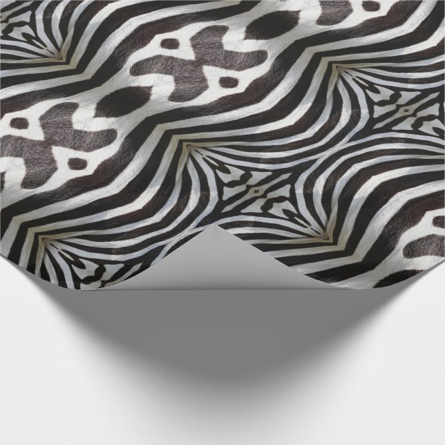 Papel De Presente Zebra Stripes Padrão Vida Selvagem Preta e Branca (Ponta)