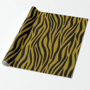 Papel De Presente Zebra Strips em preto e canela Efeito de Pele