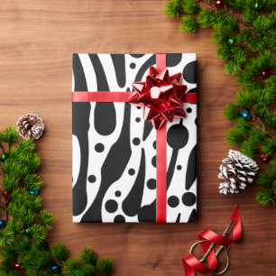 Papel De Presente Zebra vibe com pontos de pincel traçados e mancha