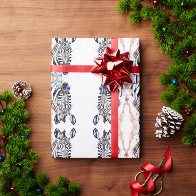 Papel De Presente Zebra Willife & Nature - Conjunto de Cores de Água (Presente de Natal)