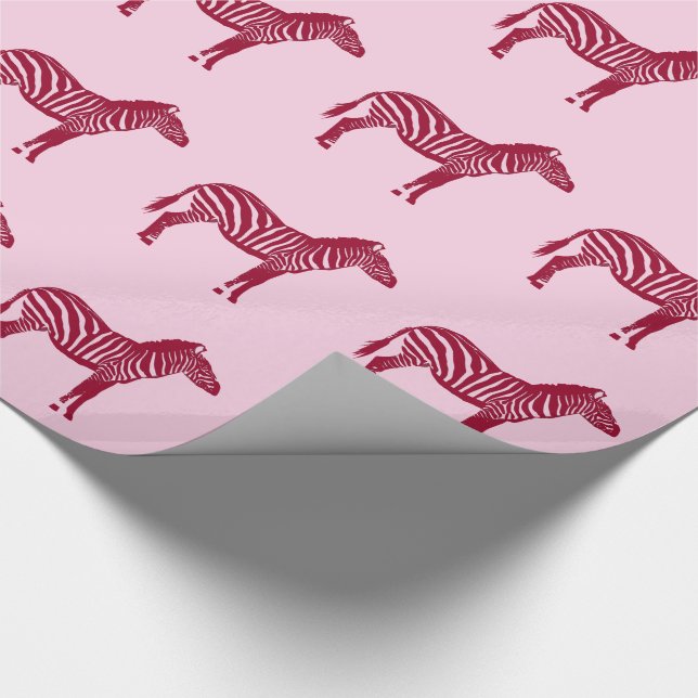 Papel De Presente Zebras - Borgonha e Rosa (Ponta)