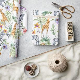 Papel De Presente Zebras E Girafas