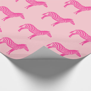 Papel De Presente Zebras - Fúchsia e rosas claro