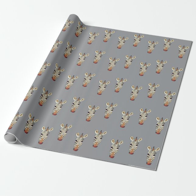 Papel De Presente Zebra's Head Wrapping Paper (Desenrolado)