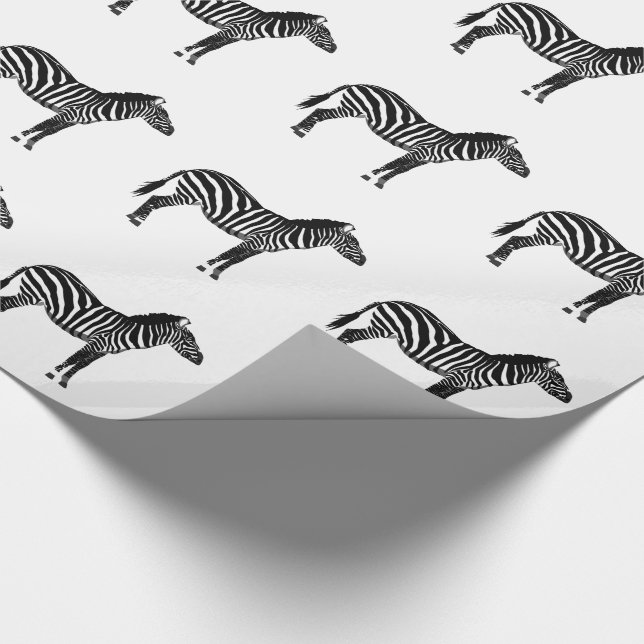 Papel De Presente Zebras - Preto e Branco (Ponta)
