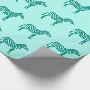 Papel De Presente Zebras - Turquesa e Aqua