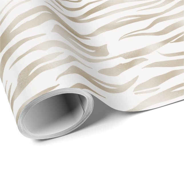 Papel De Presente Zen Cream White Ccoa Castanho Zebra (Ponta do rolo)
