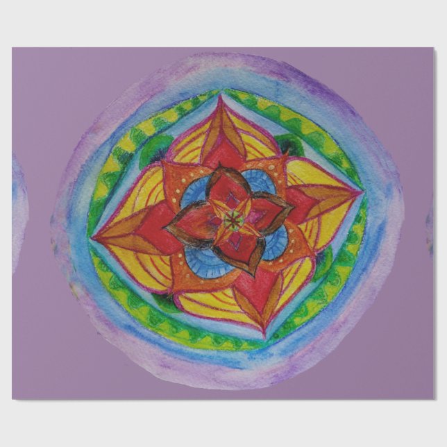 Papel De Presente Zen Mandala Matte Wrapping Paper, 30" x 6' (Aberto)