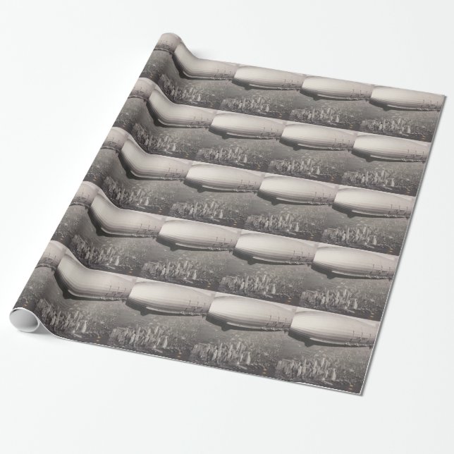 Papel De Presente Zeppelin sobre a cidade de Nova York (Desenrolado)