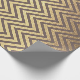 Papel De Presente Zig Zag Stripes Castanho Dourado Chocolate Linha C