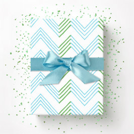 Papel De Presente Ziggy Chevron em Verde e Aqua