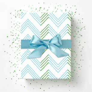 Papel De Presente Ziggy Chevron em Verde e Aqua