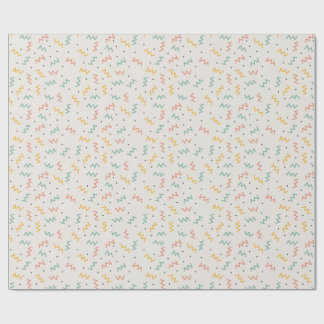 Papel De Presente Zigzag e Pontos Retro em Mostarda Turquesa e Coral
