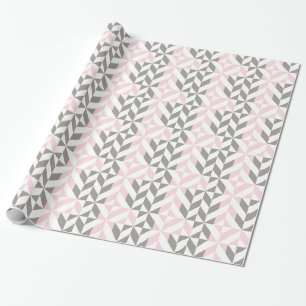 Papel De Presente ZigZag geométrico, rosa e prata