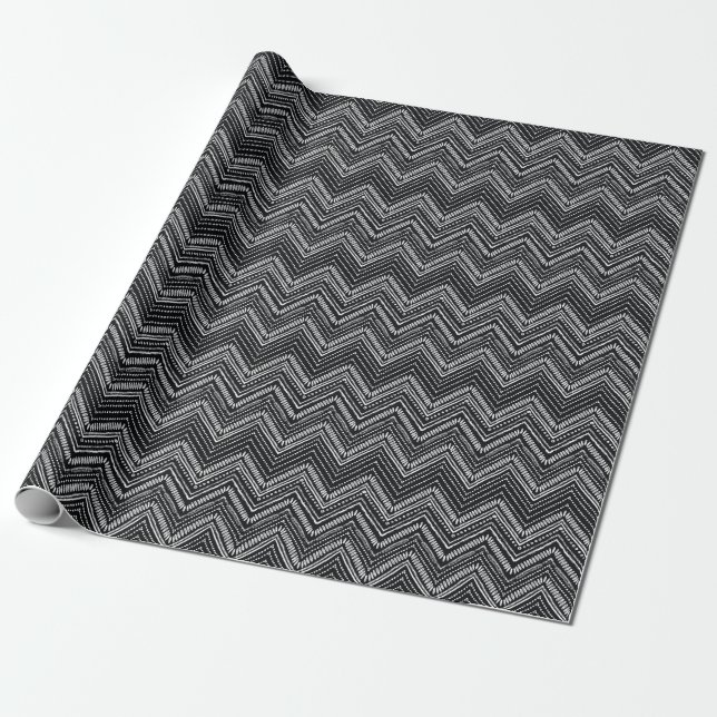 Papel De Presente Zigzag Stripes: Étnica Desenhada À Mão (Desenrolado)