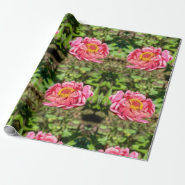 Papel De Presente Zinnia rosa com centro amarelo