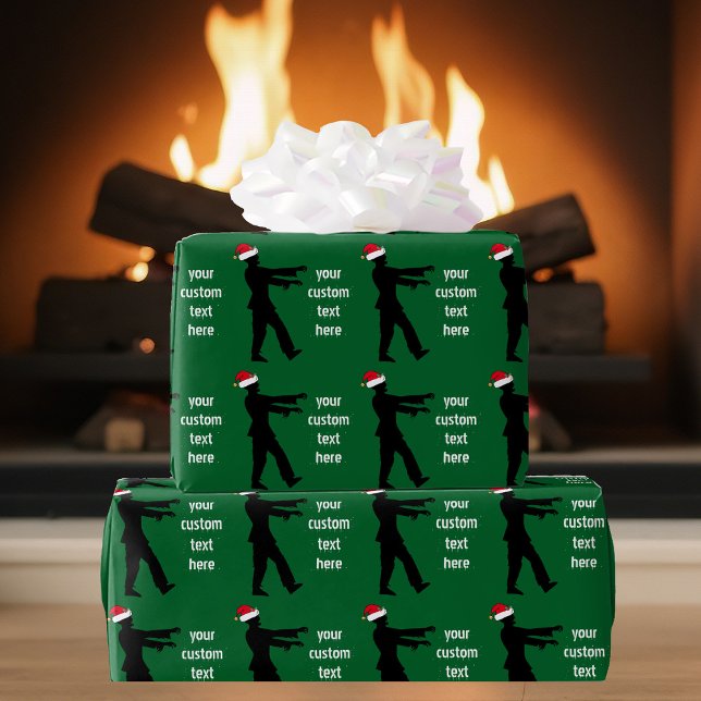 Papel De Presente Zombie de Natal Personalizada Verde (Criador carregado)