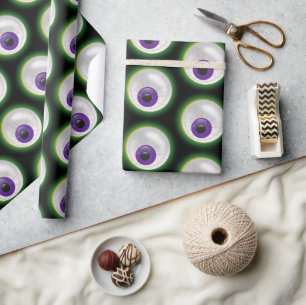 Papel De Presente Zombie Eyebolas Monstro do Halloween Roxo