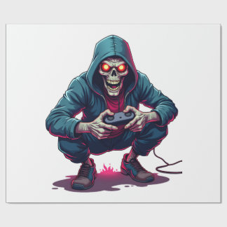 Papel De Presente Zombie Gamer � Funny Halloween Gaming Shirt