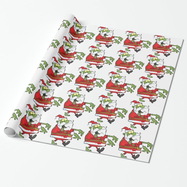 Papel De Presente Zombie Papais noeis de Natal engraçados (Desenrolado)