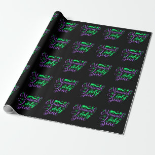 Papel De Presente Zona Só de Sereias em Verde Neon e Roxo