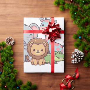 Papel De Presente Zoológico Animal Fofo Kawaii Criança Diversão Selv