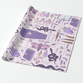 Papel De Presente zumbi-bruxa-do-caixão-de-halloween, desenhada à mã