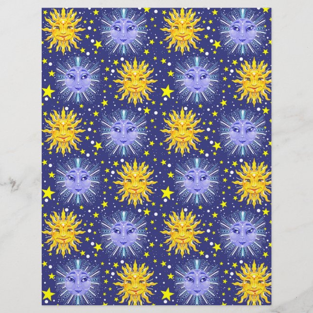 Papel de rascunho da Sun Moon Stars 8,5x11 (Frente)