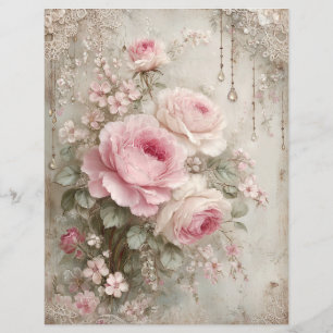Papel de Rascunho de Jornalzinho Antigo Rosas Rosa