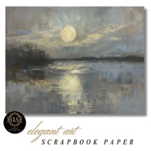 Papel de Rascunho de Paisagem em Aquarela ao Luar
