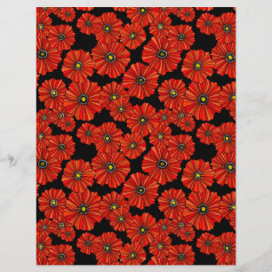 Papel de raspadeira floral de papoila vermelha 8,5