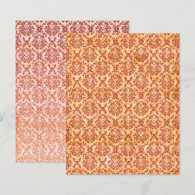 Papel de raspagem de motif de colheita laranja (Frente/Verso)