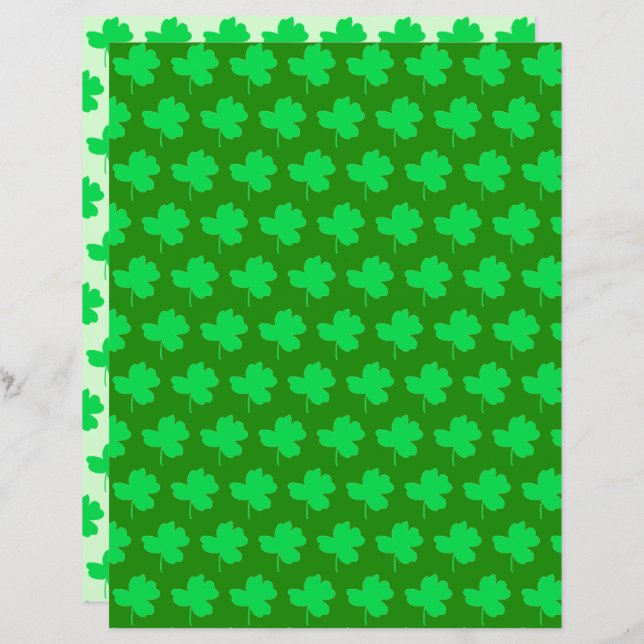 Papel de raspagem de padrão de shamrock verde vivo (Frente/Verso)