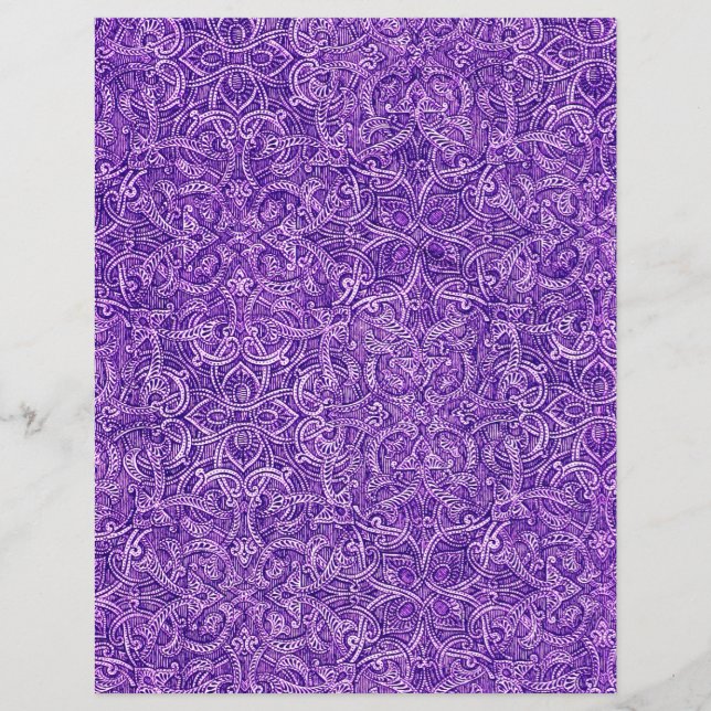 Papel de raspagem de padrão roxo e branco de ornam (Frente)