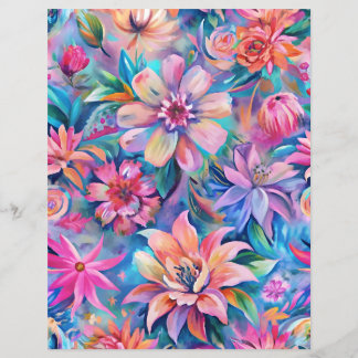 Papel de rasparia para flores rosadas e roxas