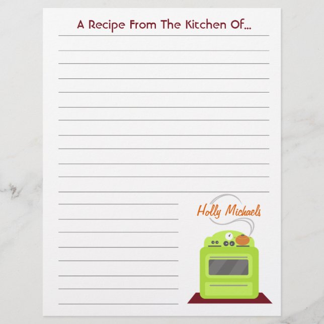 Papel de receita da Cozinha Moderna da Loja Verde  (Frente)