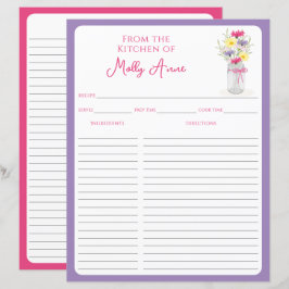 Papel de Receita de Jarros de Mason com Flores Sil