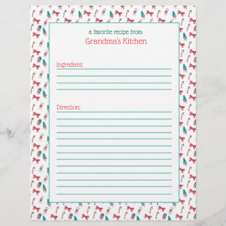 Papel de receita de padrão de canas de Natal