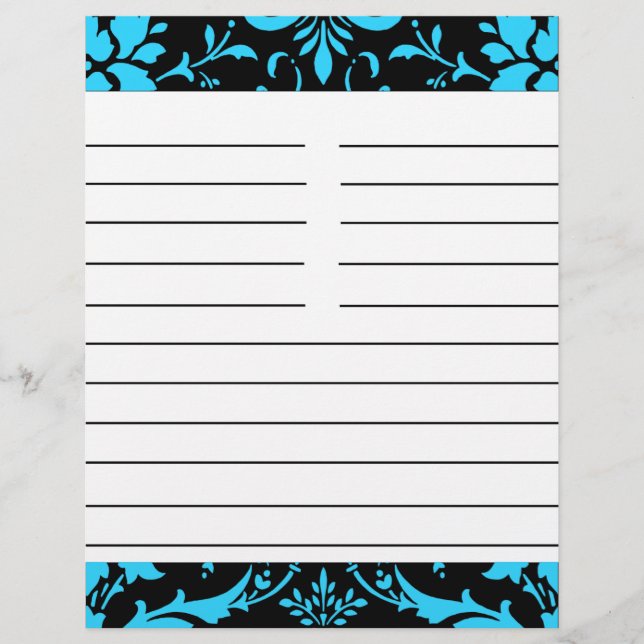 Papel de receita de Turquesa e Damasco Preto (Frente)