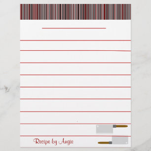 Papel de Receita Listras Vermelhas para Cozinha -