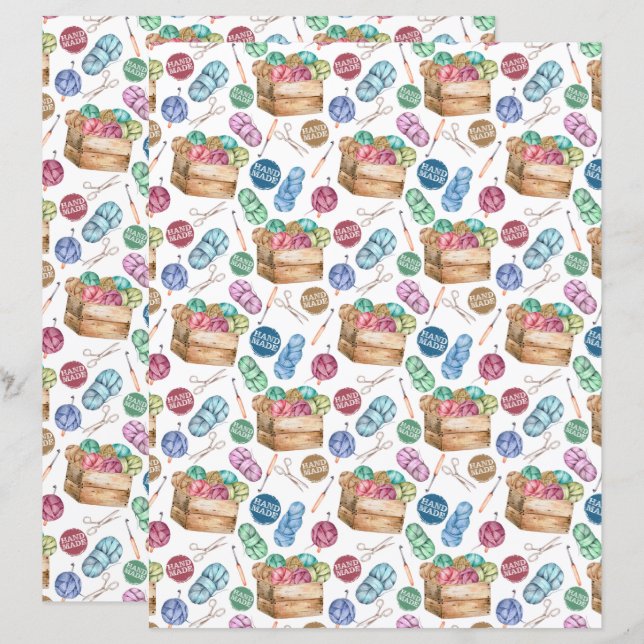 Papel de Recortes de Crochê (Frente/Verso)
