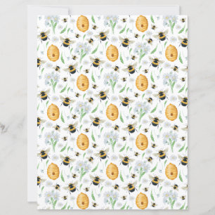 Papel de Scrapbook Abelhas Mel Floral