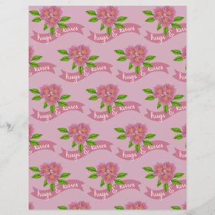 Papel de Scrapbook Abraços e Beijos