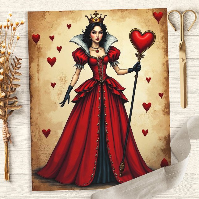 Papel de Scrapbook Alice Rainha de Copas (Criador carregado)