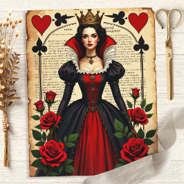 Papel de Scrapbook Alice Rainha de Copas Rosas Ver