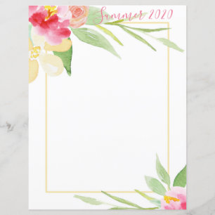 Papel de Scrapbook Aquarela Moldura Floral